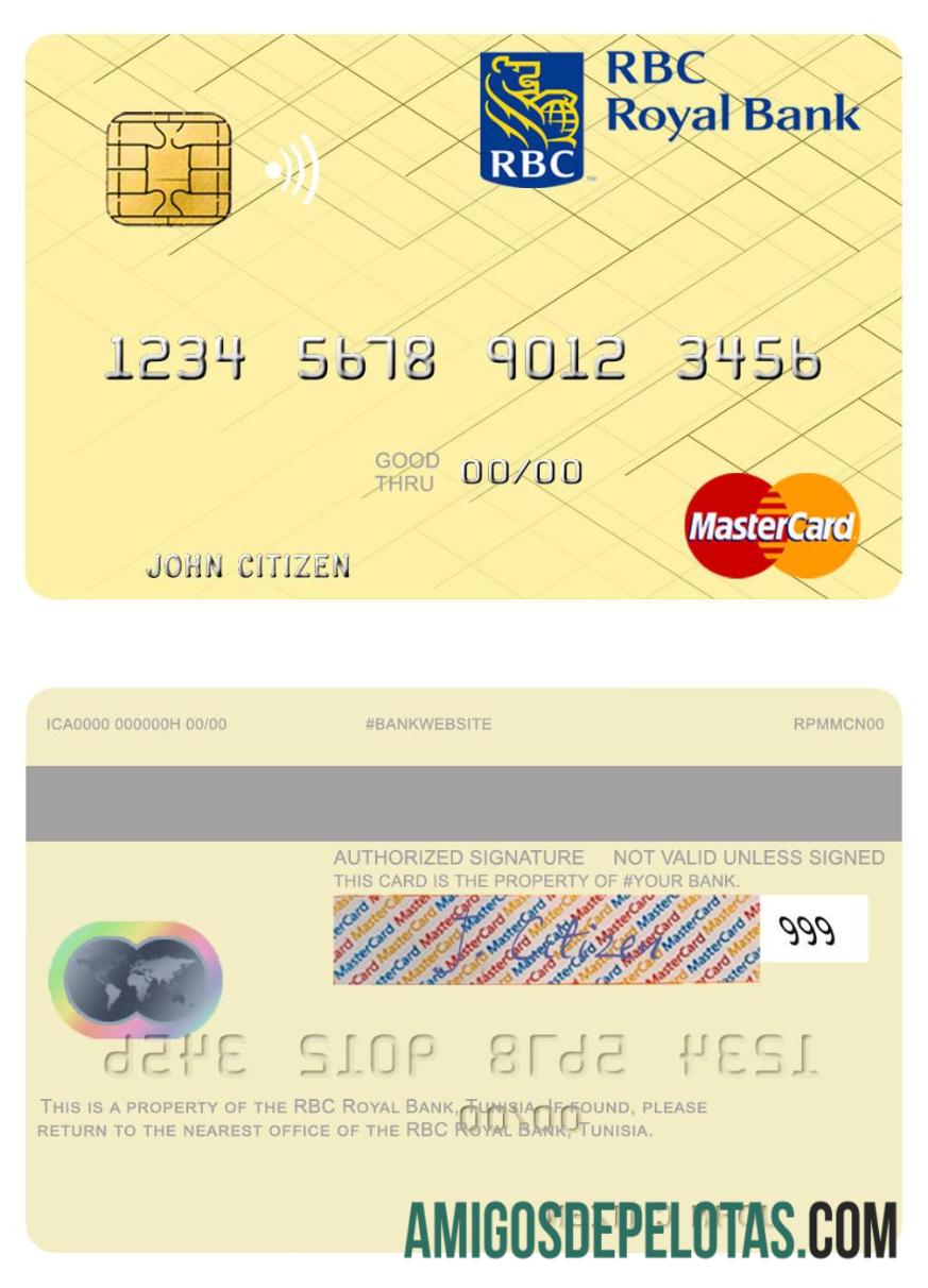 Tunísia RBC Royal Bank Mastercard amostra